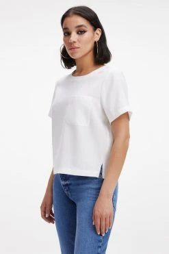 GOOD AMERICAN WOVEN POCKET TEE | IVORY001