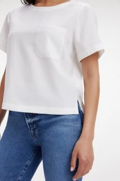 GOOD AMERICAN WOVEN POCKET TEE | IVORY001