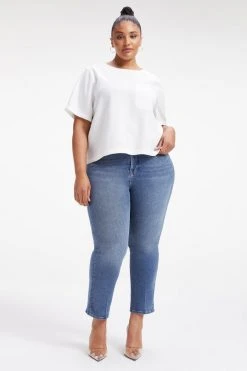 GOOD AMERICAN WOVEN POCKET TEE | IVORY001