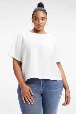 GOOD AMERICAN WOVEN POCKET TEE | IVORY001