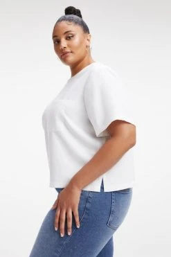 GOOD AMERICAN WOVEN POCKET TEE | IVORY001