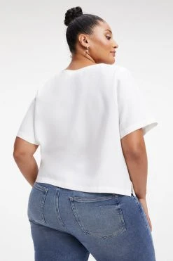 GOOD AMERICAN WOVEN POCKET TEE | IVORY001