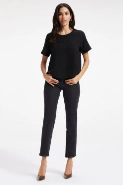 GOOD AMERICAN WOVEN POCKET TEE | BLACK001 Tops