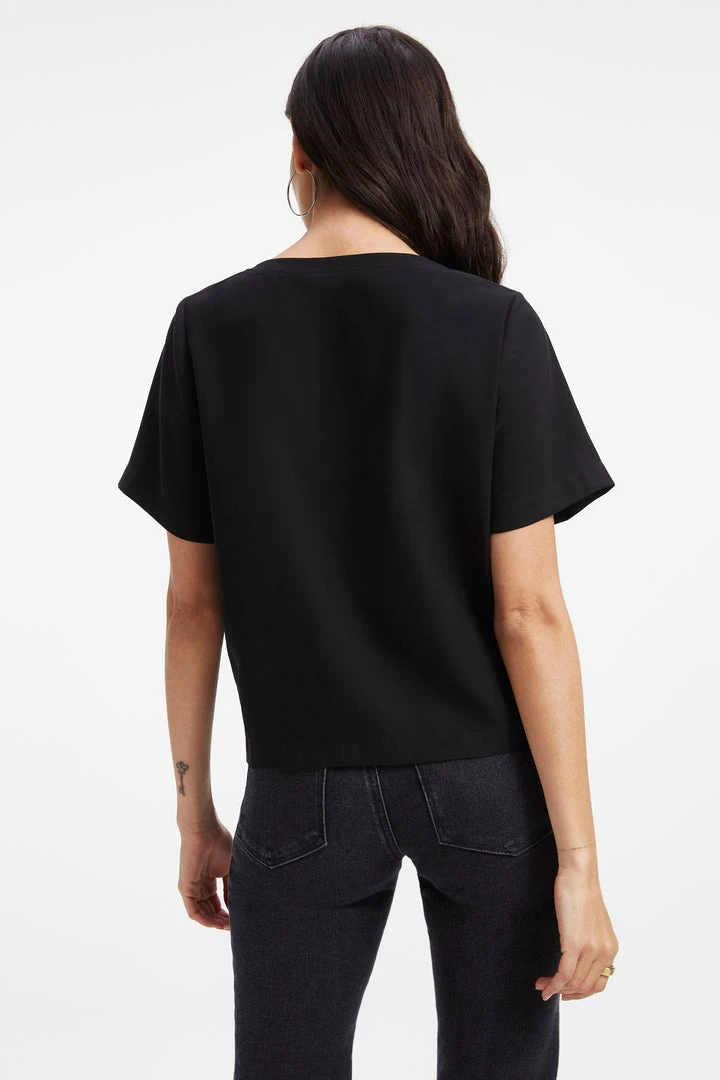 Budget ❤️ GOOD AMERICAN WOVEN POCKET TEE | BLACK001 Tops 🔥 4 GOOD AMERICAN WOVEN POCKET TEE | BLACK001 Tops