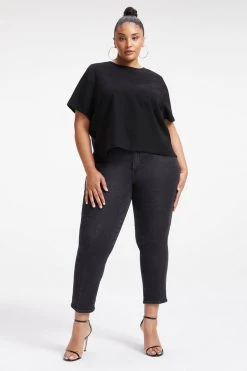 Budget ❤️ GOOD AMERICAN WOVEN POCKET TEE | BLACK001 Tops 🔥 17 GOOD AMERICAN WOVEN POCKET TEE | BLACK001 Tops