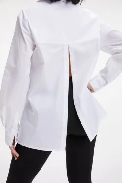 GOOD AMERICAN Tops SLIT BACK POPLIN SHIRT | WHITE001