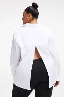 GOOD AMERICAN Tops SLIT BACK POPLIN SHIRT | WHITE001