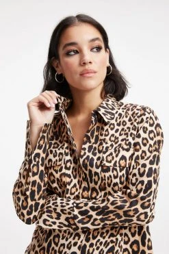 GOOD AMERICAN FLAP POCKET SHIRT | GOOD LEOPARD003 Tops