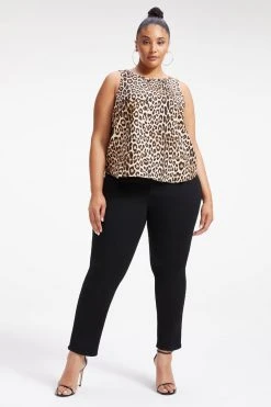 GOOD AMERICAN WOVEN CUT IN TANK | GOOD LEOPARD003 Tops