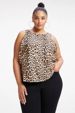 GOOD AMERICAN WOVEN CUT IN TANK | GOOD LEOPARD003 Tops