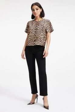 GOOD AMERICAN Tops WOVEN POCKET TEE | GOOD LEOPARD003