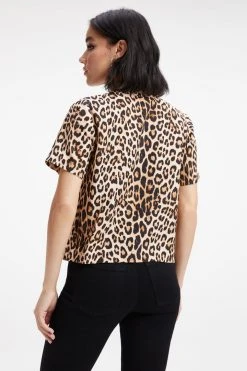 GOOD AMERICAN Tops WOVEN POCKET TEE | GOOD LEOPARD003