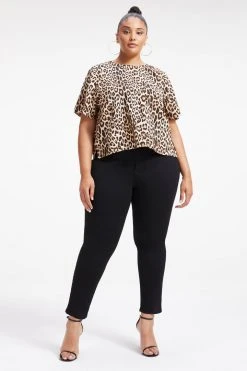 GOOD AMERICAN Tops WOVEN POCKET TEE | GOOD LEOPARD003