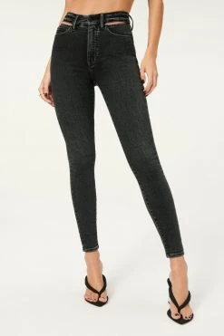 GA-SALE High Waisted GOOD WAIST SLIT WAISTBAND | BLACK155