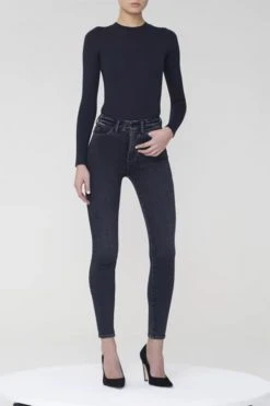 GA-SALE High Waisted GOOD WAIST SLIT WAISTBAND | BLACK155