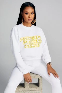 GOOD AMERICAN THE B PROJECT POWER SWEATSHIRT | WHITE