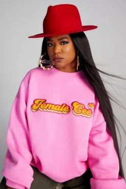GOOD AMERICAN THE B PROJECT CEO SWEATSHIRT | LIGHT PINK