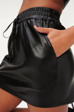 GOOD AMERICAN BETTER THAN LEATHER MINI SKIRT | BLACK001 Shorts & Skirts